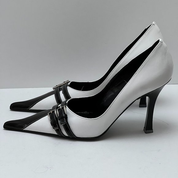 ❤️NEW❤️ Migliorini White Italian Leather Heels Luxury Stiletto Italy Size 37 - Picture 2 of 10